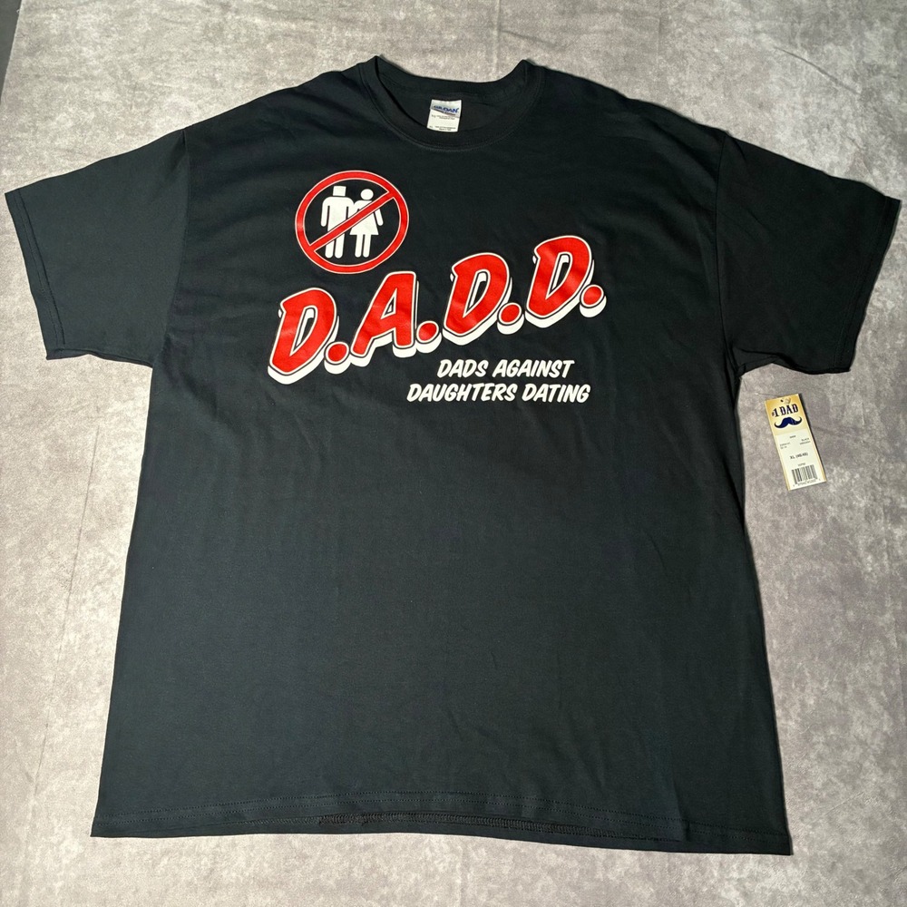 BNWT D.A.D.D. Dads Against Daughters Dating Graphic T-Shirt Mens XL Black